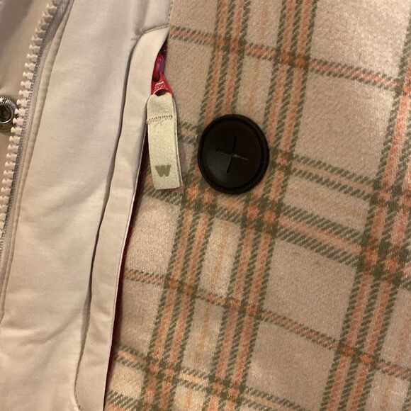 Woolrich Women’s Wool Flannel Lined Full Zip Ecru Beige Utility Cargo Jacket L - Picture 7 of 13